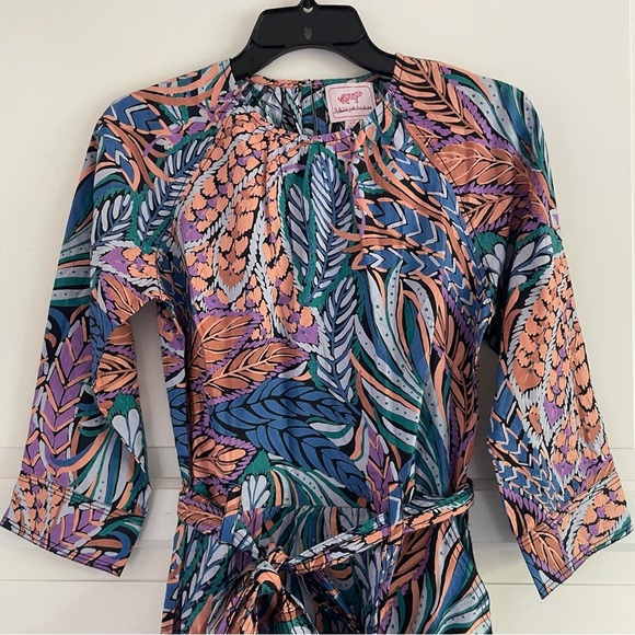 New! Banjanan Irene Multicolor Floral Print Belted Waist Mini Dress 27011 - Picture 4 of 12